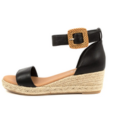 Midas - Sprung Black Leather Wedge