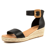 Midas - Sprung Black Leather Wedge